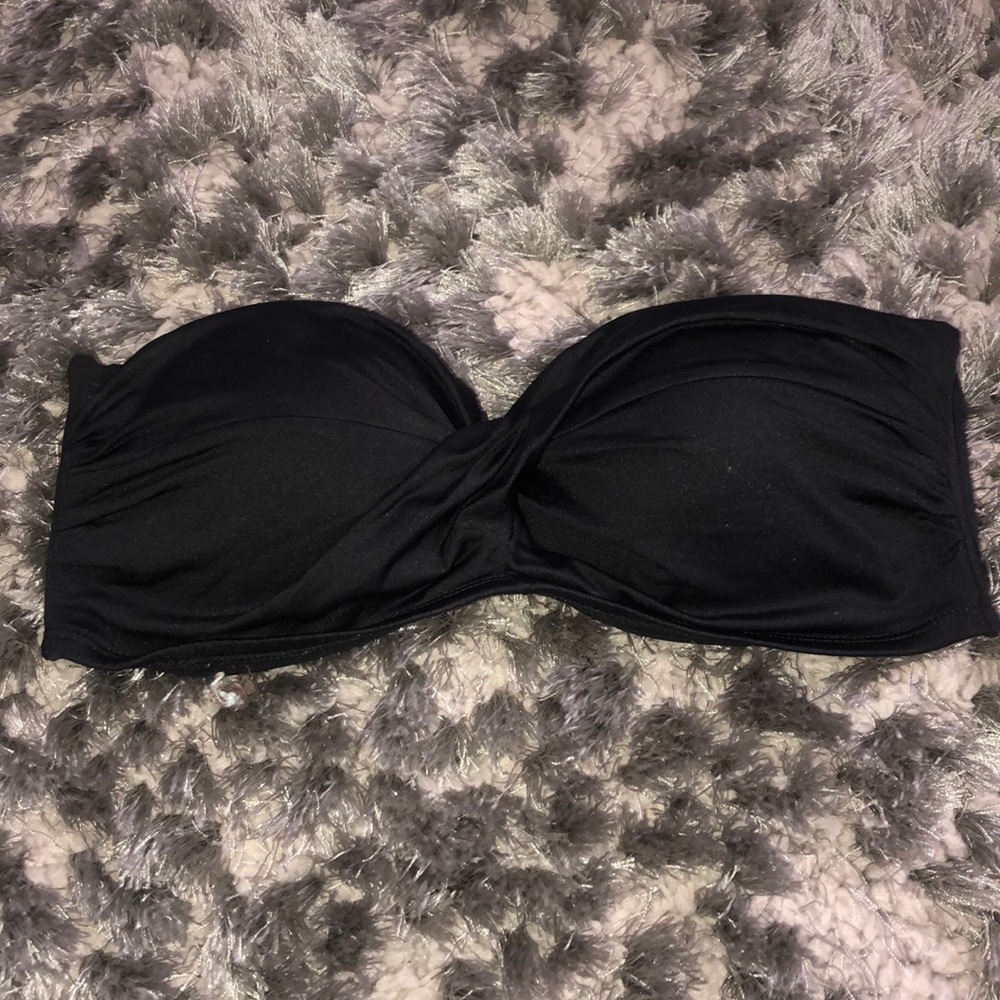 Black bandeau bathing suit top